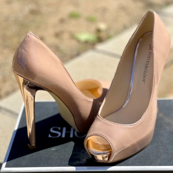 JUST FAB Blush Pink with ROSE GOLD Heels Sz 8.5 - Picture 4 of 4